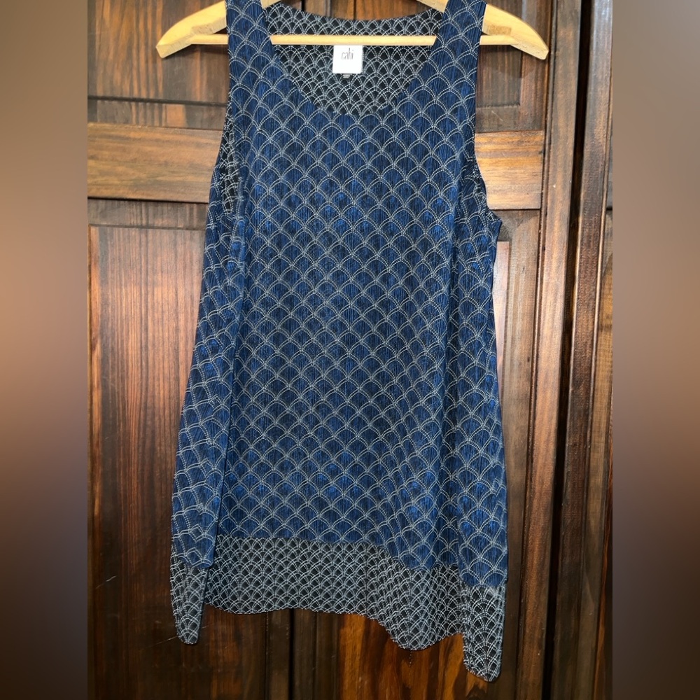 CAbi Navy and Black‎ Geometric Top